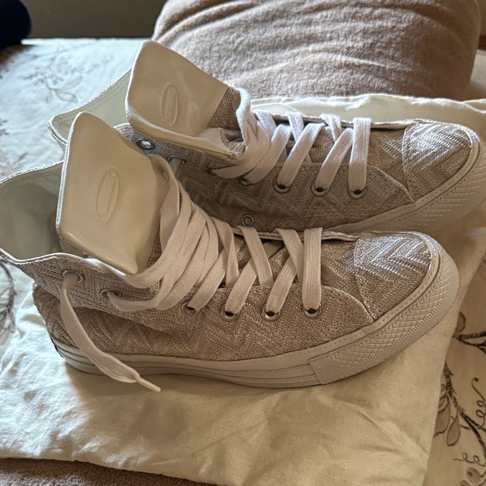 Missoni x Converse Women's High-Top Sneakers in Light Gray Pink Shimmer